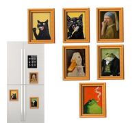 Cat Magnets - 6-Piece Cute Wooden Fridge Decor | Funny Anime Cat Refrigerator Magnets | Magnetic Home Wall Door Locker Decoration for Kitchen Living Room Office Classroom Birthday Travel Gift