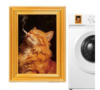 Cat Magnets - Adorable Feline Pattern Sticker, Wooden Frame Decorative Set, Strong Magnetic Fridge Ornament, Interior Aesthetic Function, Stationery Accessory Category, Brown Wood For Workplace Locker