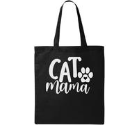 Cat Mama Sac fourre-tout en coton écologique avec patte de chat Noir, Noir , Taille unique