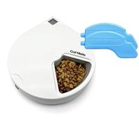 Cat Mate C500 Mangeoire Automatique à 5 Bols Avec Minuterie Numérique Pour Aliments Humides et Secs de Compagnie, Avec Deux Blocs de Glace, Blanc
