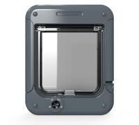 Cat Mate Chatière rotative à 4 voies (358) - Porte verrouillable polyvalente pour chats de petite et moyenne taille pour vitrage simple/multiple, UPVC, mur et bois, gris
