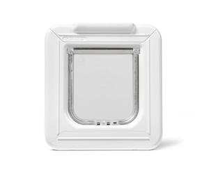 Cat Mate Elite Chatière à Puce Électronique avec Minuterie Numérique, Installation Facile dans Les Portes UPVC, en Verre et en Bois - Blanc