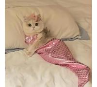 Cat Mermaid Costume, Mermaid Tail for Cats, Cat Mermaid Tail for Cats, Mermaid Costume for A Small Dog Or Cat, Cat Mermaid Fishtail Decoration Clothes, Creative Funny Photo Props (Pink, S(<2kg))