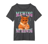 Cat Mewing Meme Mewing Not Meowing T-Shirt, Femme Grandes Tailles, Chiné Foncé, 1X