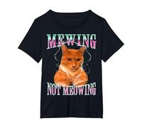 Cat Mewing Meme Mewing Not Meowing T-Shirt, Femme Grandes Tailles, Noir, 1X
