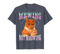 Cat Mewing Meme Mewing Not Meowing T-Shirt, Homme, Bleu Chiné, 6XL
