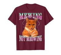 Cat Mewing Meme Mewing Not Meowing T-Shirt, Homme, Marron, XL