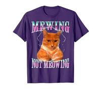 Cat Mewing Meme Mewing Not Meowing T-Shirt, Homme, Violet, 3XL