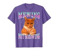 Cat Mewing Meme Mewing Not Meowing T-Shirt, Homme, Violet Chiné, M