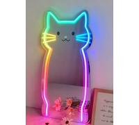 Cat Mirror RGB Neon Sign Mirror - Décoration de mariage Lumière d'art mural pour chambre Salon Dressing Room Décorations de fête
