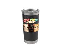 Cat Mom Crew Multi Cat Lady Trois Chatons Amant Cadeau Gobelet isotherme en acier inoxydable double paroi
