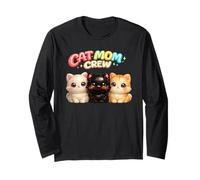 Cat Mom Crew Multi Cat Lady Trois Chatons Amant Cadeau Manche Longue