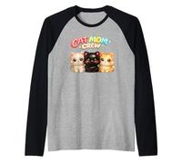 Cat Mom Crew Multi Cat Lady Trois Chatons Amant Cadeau Manche Raglan