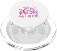 Cat Mom Feline Lover Pink Kitty Hearts Design PopSockets PopGrip pour MagSafe