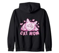 Cat Mom Feline Lover Pink Kitty Hearts Design Sweat à Capuche
