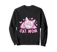Cat Mom Feline Lover Pink Kitty Hearts Design Sweatshirt
