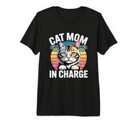 Cat Mom in Charge T-Shirt Haut de Gamme