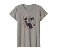 Cat Mom Life : Patte fantaisiste de féline Amant, Chat T-Shirt, Femme, Ardoise, L