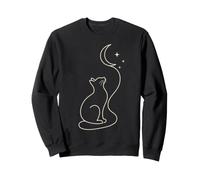 Cat Moon Céleste Minimaliste Ligne Art Feline Lover Stars Sweatshirt