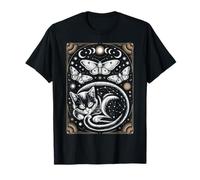 Cat Moon Phases Constellation Mystic Witchcore Tarot Card T-Shirt