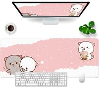 Cat Mouse Pad,Pink Cat Mouse Pad,80 x 30 x 0.3 cm Large Kawai XL Mouse Pad and Desk Mat (Cute Cat)
