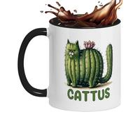 Cat Mugs, 11oz Ceramic Cartoon Cactus Style Cat Drinkware With Handle Whimsical Animal Tea Coffee Mug For Animal Lovers Home Office Living Room Classroom Desk Use, Cute Novelty Kitchenware Category