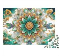 Cat Mystique 1000 Piece Sturdy Cardboard Décor de Tournesol Mandala Jigsaw Puzzle Bundle Adults Kids Stress Relief Holiday Travel Gift Puzzle for Family Gathering 70x50cm/1000pcs