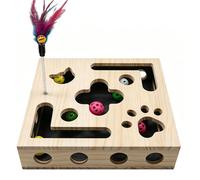 Cat Nail File Box - Wooden Interactive Grooming Toy, Cat Scratch Puzzle Enrichment Box with Built in Nail Care Surfaces, Indoor Kitten Claw Care Training Toy, 11.81x10.24x2.76 inches