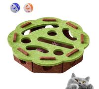 Cat Nail File Enrichment Box with 2 Bell Balls, Funny Felt Cat Puzzle Box, Mental Cats Scratch Puzzles for Scratching Hunting Play (A)
