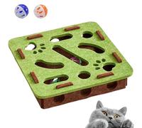 Cat Nail File Enrichment Box with 2 Bell Balls, Funny Felt Cat Puzzle Box, Mental Cats Scratch Puzzles for Scratching Hunting Play (B)