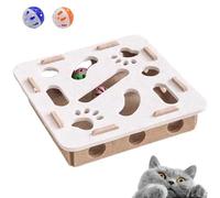 Cat Nail File Enrichment Box with 2 Bells, Cat Nail File Box, Puzzle Maze Toy for Indoor Cats Self Play Fun, Encourages Healthy Scratching (Type-E)