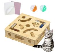 Cat Nail File Toy with Treat Dispenser, Cat Scratch Puzzle Enrichment Box Nail File Stress Free, Cats Scratching Box with Bell Ball Inside for Indoor Cats Self Play (with 2 Bell Ball)