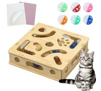 Cat Nail File Toy with Treat Dispenser, Cat Scratch Puzzle Enrichment Box Nail File Stress Free, Cats Scratching Box with Bell Ball Inside for Indoor Cats Self Play (with 6 Bell Ball)