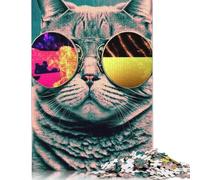 Cat Neon Puzzle 1000 Pièces Educa Jouet en Bois Divertissement Créatif Décoration Intérieure Jeu Éducatif Challenge Toy Adultes & Enfants des 14 Ans 1000pcs (75x50cm)