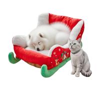 Cat Nest - Lit de Compagnie de traîneau de Noël, nid isolé Festif Confortable pour Les Vacances d'hiver Animal apaisant Chaton Couchage Chat Temps Froid Nuits de Repos intérieure Confortable