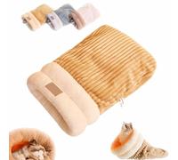 Cat Nest Sleeping Bag,Cat Winter Warm Sleeping Bag,Pet Hideaway Sleeping Cuddle Cave,Soft Plush selfs Warming Washable Cat Beds,360° Warm Semienclosed Cat Sleeping Bag Bed,Pet Snuggle Sack (Brown, L)