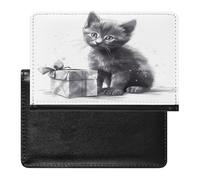 Cat Next to Gift Étui de protection pour passeport avec blocage RFID - Porte-carte d'identité - Portefeuille de voyage sécurisé pour tickets de passeport, cartes de crédit, style, taille unique, Style