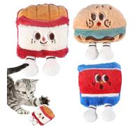 Cat Nip Toys, Catnip Cat Toys,3 Pack Set Hamburger Catnip Hamburger | Dispensateur de friandises Super Soft, Ball à mâcher des Animaux de Compagnie, Puzzle avec des Cloches pour Les Chats intérieurs
