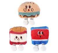 Cat Nip Toys, Catnip Cat Toys - Pack de 3 chaton en peluche en peluche hamburger | Dispensateur de friandises super soft, Ball à mâcher des animaux de compagnie, puzzle avec des cloches pour les chats