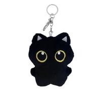 Cat noir clés en peluche, - Cat en peluche Keychain - Cat noir chat en peluche sac à dos pe-nandant, 4,7 pouces Nu - Cartoon de caricature de dessin animé charme, jouet en peluche mignon pour les