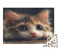 Cat Noir Mystique Puzzle 1000 Pièces Cadeau Unique Big Eyes Jeu Éducatif Défi Jouet À De Qualité Supérieure Peinture Art pour Adultes Enfants 1000pcs (75x50cm)