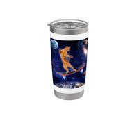 Cat On A Skateboard Cosmic In Space Skateboarding Cat Lover Gobelet isotherme en acier inoxydable double paroi