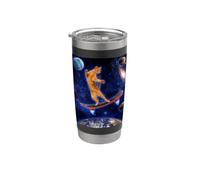 Cat On A Skateboard Cosmic In Space Skateboarding Cat Lover Gobelet isotherme en acier inoxydable double paroi