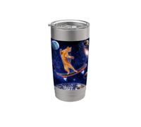 Cat On A Skateboard Cosmic In Space Skateboarding Cat Lover Gobelet isotherme en acier inoxydable double paroi
