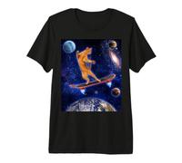 Cat on A Skateboard Cosmic in Space Skateboarding Cat Lover T-Shirt Haut de Gamme