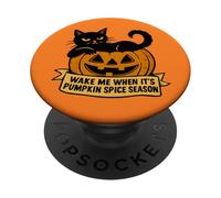 Cat on Pumpkin me réveille Quand C'est la Saison des citrouilles PopSockets PopGrip Adhésif