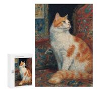 Cat on Red Chair Painting Puzzle 1000 Pièces Educa Jouet en Bois Cadeau Unique Décoration Intérieure Jeu Éducatif Challenge Toy Adultes Et Enfants À Partir De 14 Ans 300 PCS
