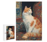 Cat on Red Chair Painting Puzzle 1000 Pièces Educa Jouet en Bois Cadeau Unique Décoration Intérieure Jeu Éducatif Challenge Toy Adultes Et Enfants À Partir De 14 Ans 1000 PCS