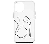 Cat One Line Drawing Feline Coque pour iPhone 12/12 Pro