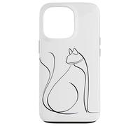 Cat One Line Drawing Feline Coque pour iPhone 13 Pro